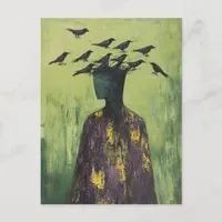 Person With Birds on Their Head  Postcard