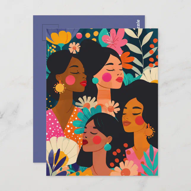 Floral Purple International Women's Day Postcard