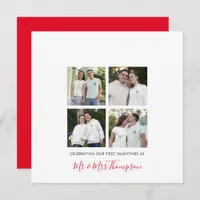 First Valentine as Mr and Mrs 4 photo collage Holiday Card