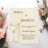 Pearls Prosecco gold Bridal Shower invitation