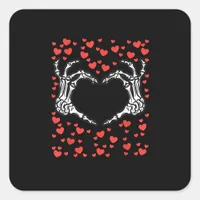 Skeleton Hand Heart Valentines Day Funny Classic Square Sticker