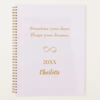Lavender pink gold inspirational quote 2026 planner