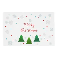 Christmas tree forest, snowflakes, red blue dots placemat