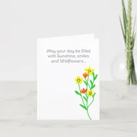 Minimalist, Simple Wildflower Thinking of You Card