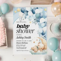 Blue Bear Baby Shower Invitation