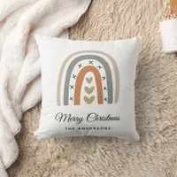 Christmas rainbow brown beige gray white modern throw pillow