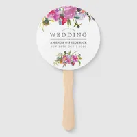 Vintage Pink Peonies Watercolor Wedding Favor Hand Fan