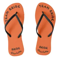 Team Bride Orange And Black Halloween Flip Flops