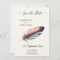 Whispers of Grace Feathered Elegance Minimalism Save The Date