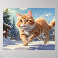 *~*  Kitty Cat 5:4  Kitten Snow Playing AP68  Poster