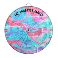 Colorful Modern Abstract Wave Pattern Personalized Dart Board