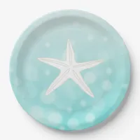 Teal Beach Themed Starfish Paper Plates