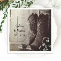 Rustic Cowboy Boots Floral Western Wedding  Napkins