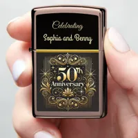 Elegant Golden 50th Anniversary Design G Zippo Lighter