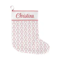 Cute Christmas Candy Cane Hearts Personalized Large Christmas Stocking