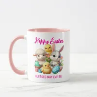 Hoppy Easter Cute Bunny Chicks Lamb Painting Eggs Mug