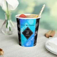 Elegant 41st Blue Topaz Wedding Anniversary Paper Cups