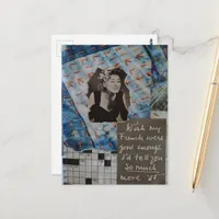 Tell You So Much Vintage Woman Textures Collage Postcard