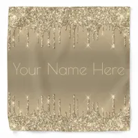 Metallic Gold Glitter Drip Champagne Icing Custom Bandana