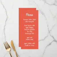 Orange Red Modern Calligraphy Wedding Menu