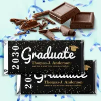 Graduate Black Gold Glitter Personalize Graduation Hershey Bar Favors
