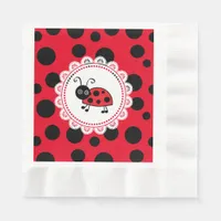 Red Ladybug Girl's Baby Shower Napkins