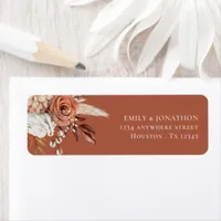 Boho Terracotta Florals Rust Name Return Address Label