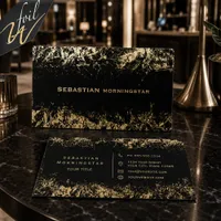 Crumpled Metallic Foil on Black  Business Cards