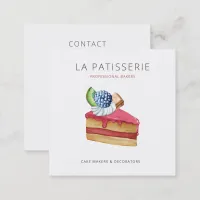 Modern Cute Pink Cheesecake Bakery Pastry Chef Square Business Card