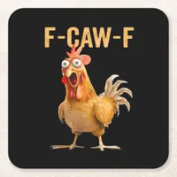 Gothic Funny Humor Crow F-Caw-F Square Paper Coaster