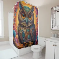 Cosmic Owl: Vibrant Wisdom Shower Curtain