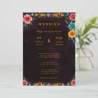 Elegant Colorful Floral Wedding Invitations