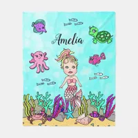 Personalized Mermaid Under the Sea Blanket