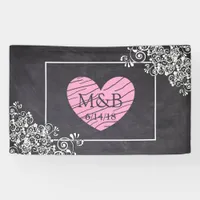 Chalkboard and Pink Heart Wedding Banner