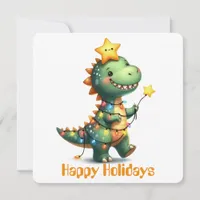 Funny Dinosaur Holiday Greeting Card