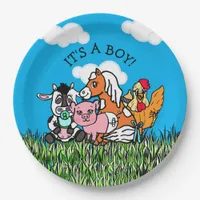 Farm Animals Baby Shower Its a Boy Paper Plates