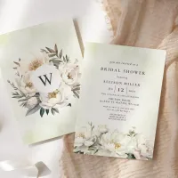 Rustic Elegant Greenery White Floral Bridal Shower Invitation