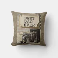 Best Dad Ever Vintage Camera Father's Day Antique Throw Pillow