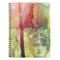 Mixed media vintage lady ink spills notebook