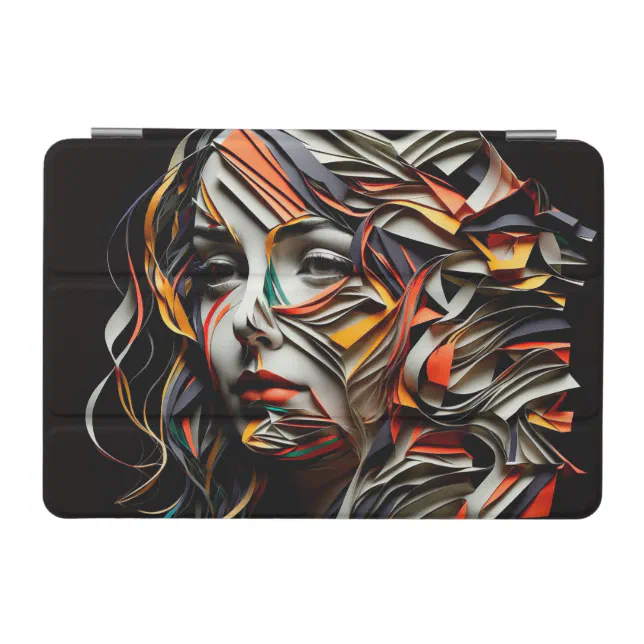 Woman's Face with Colored Paper Ribbons Portrait iPad Mini Cover