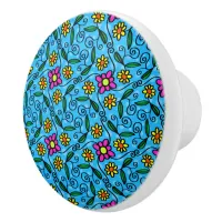 Abstract Floral Ceramic Knob