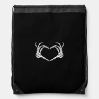 Skeleton Hands Heart Graphic Bold Impression Drawstring Bag