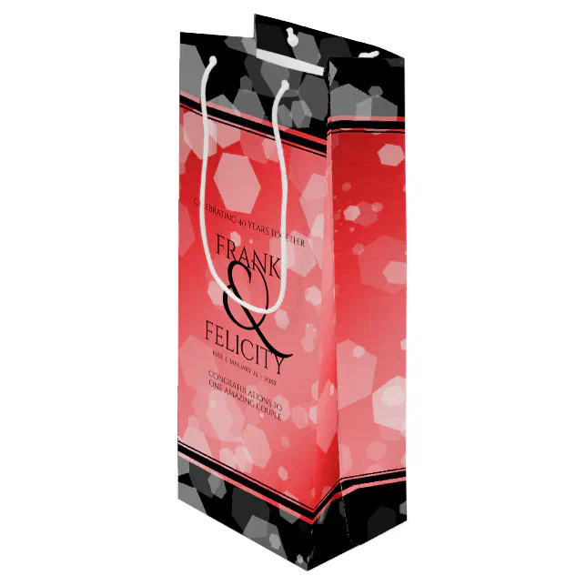 Elegant 40th 80th Ruby Wedding Anniversary Wine Gift Bag