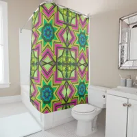 Pink Green Blue Abstract Shower Curtain
