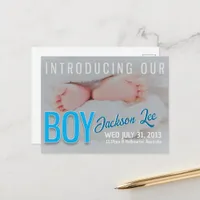 Announcing Baby BOY Photo Postcard