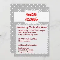 Gray and White Polka Dots Heart Bridal Shower Card