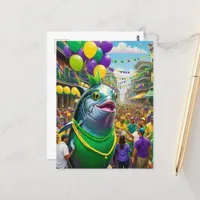 Funny Mardi Gras Fish Postcard