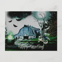 *~* Happy Haunting Skulls HALLOWEEN Postcard