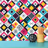 Retro Geometric Abstract Pat#12 Multi Color ID1067 Wallpaper