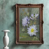 Ellis Rowan Blue White Water Lily Vintage Flowers Poster